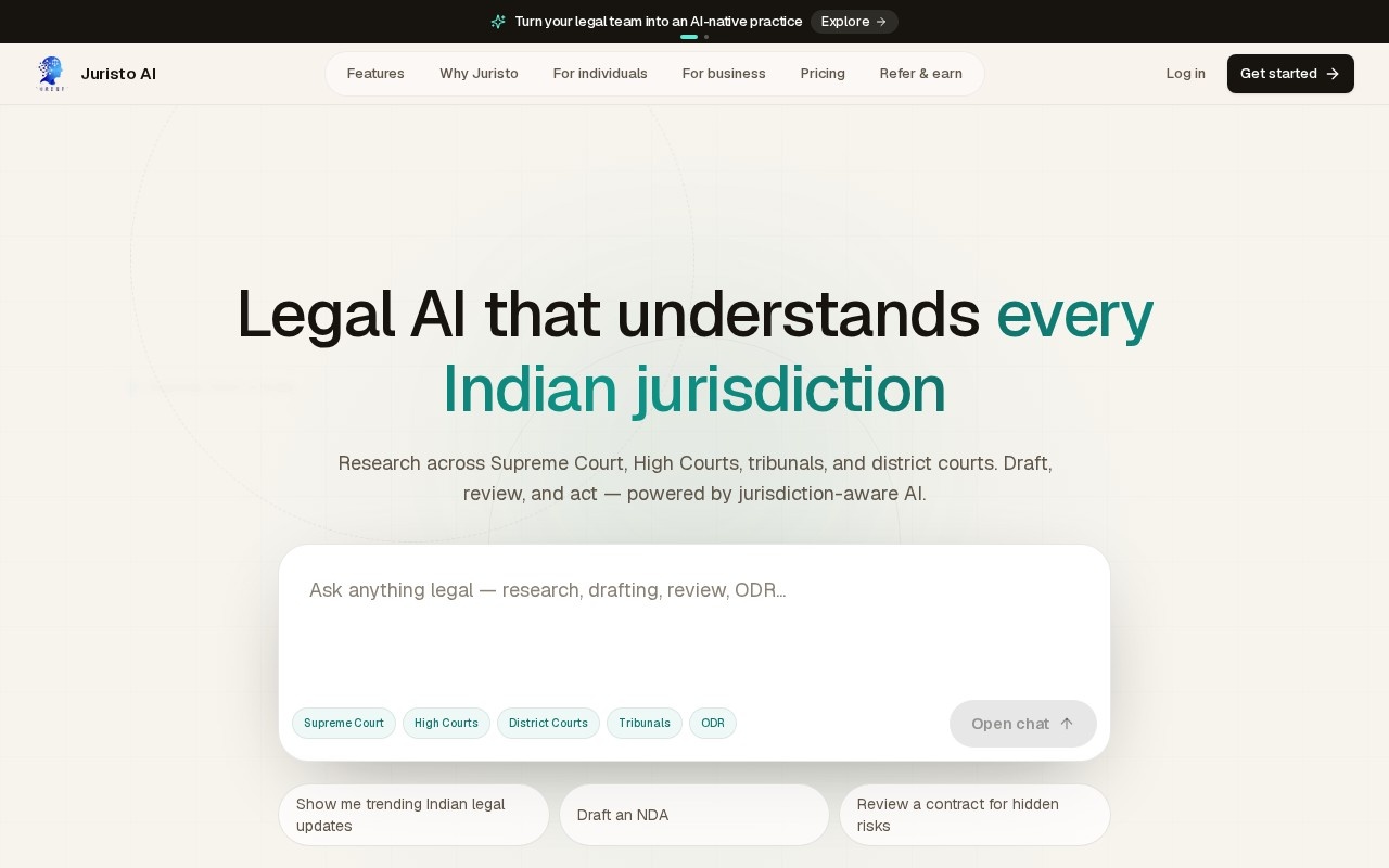 Juristo AI — screenshot of the live site