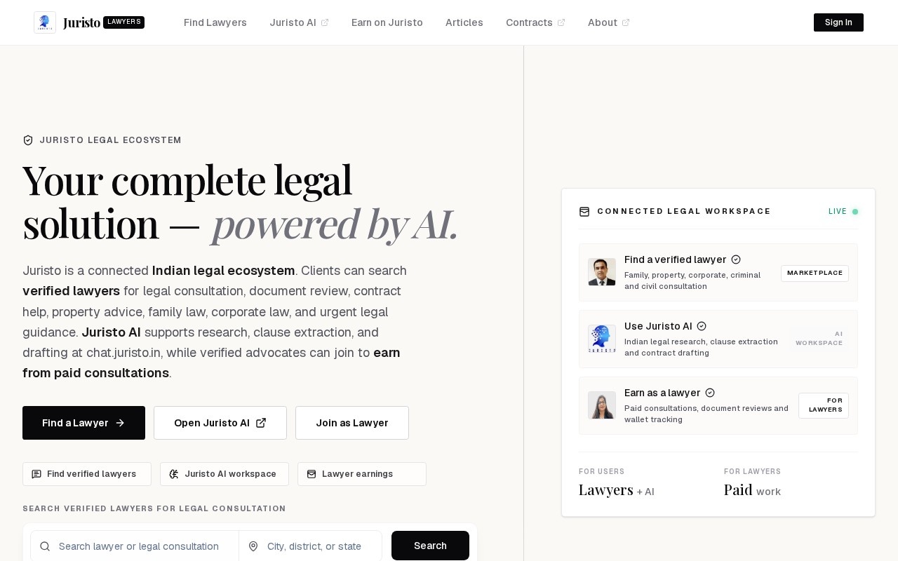 Juristo Lawyers — screenshot of the live site
